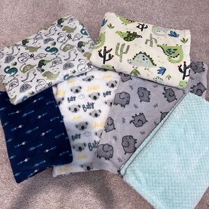 Assorted Baby Blankets with Dinosaur and Animal Prints
